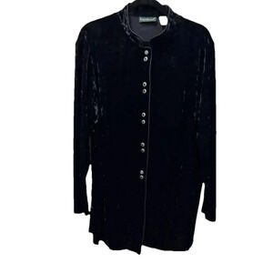 Harve Benard Jacket Tunic Black 1X Crushed Velvet Edwardian Goth Dark Romantic
